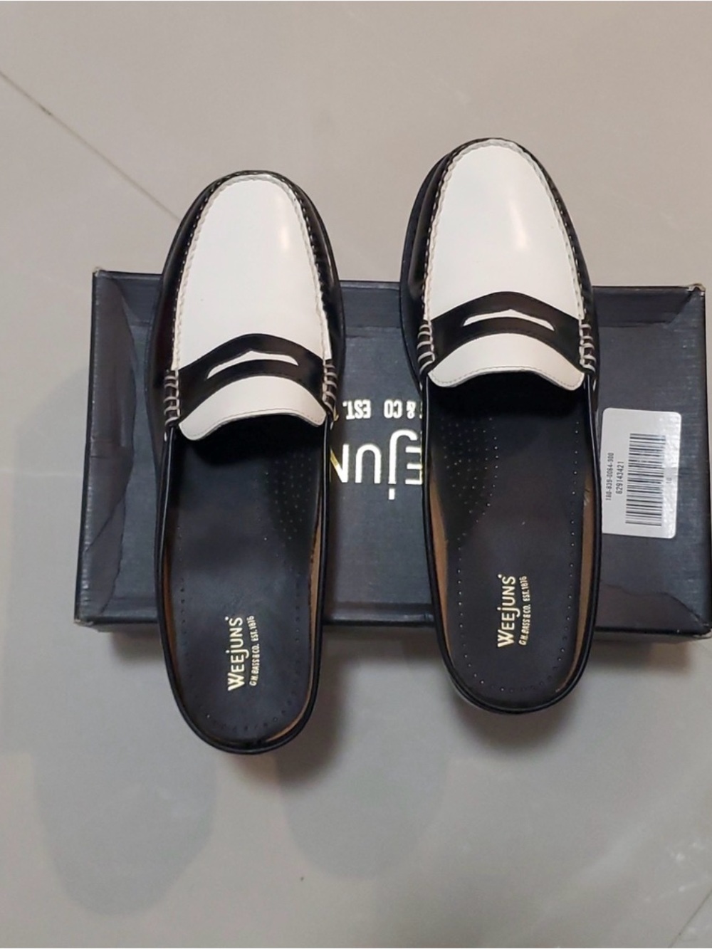 Women's Black and White Slip-On Loafers